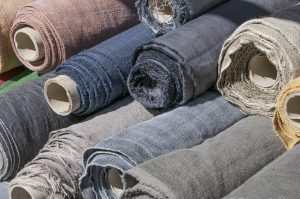 LInen fabric rolls in a store